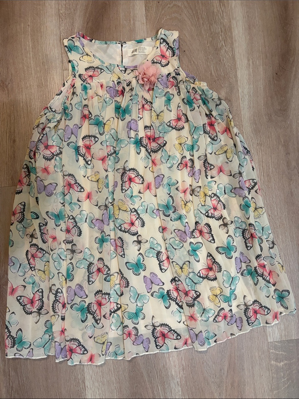 Girls Butterfly Print Chiffon Dress - Multicolor Size 7-8Y
